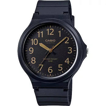 CASIO 跳痛簡約時尚數字腕錶-黑X棕