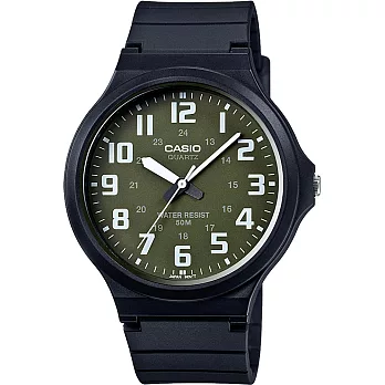 CASIO 跳痛簡約時尚數字腕錶-綠X白