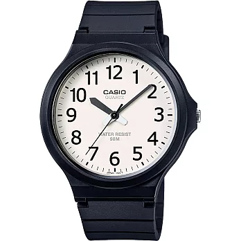 CASIO 跳痛簡約時尚數字腕錶-白X黑