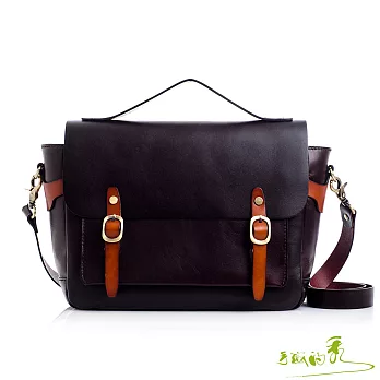 【手感的秀】植揉革騎士風掀蓋磁釦三用包(巧克力咖)