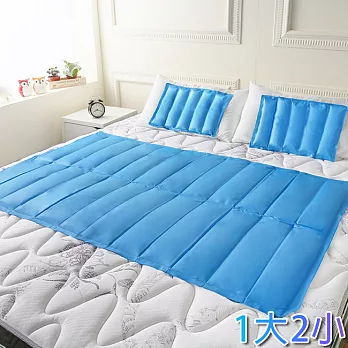 【COOL COLD】專利認證-急冷激涼冷凝墊-1床2枕藍色
