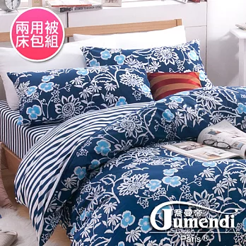 【法國Jumendi-芳庭雅苑】台灣製活性天絲絨加大四件式兩用被床包組