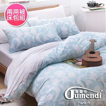 【法國Jumendi-藍天國度】台灣製活性柔絲絨加大四件式兩用被床包組