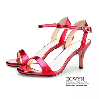 EOWYN．性感一字寬版釦環細跟高跟涼鞋EMD04326-85/2色/34-39碼現貨+預購38紅色