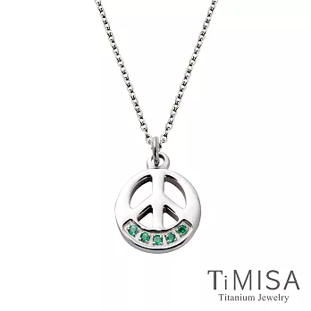 TiMISA《和平風尚(3色可選)》(極細鎖骨)純鈦項鍊(B)綠鑽