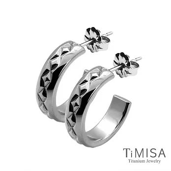 【TiMISA】格緻星光-寬版 純鈦耳針一對