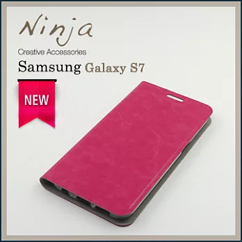 【東京御用Ninja】SAMSUNG GALAXY S7經典瘋馬紋保護皮套（桃紅色）