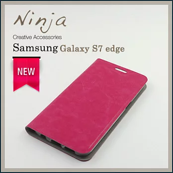 【東京御用Ninja】SAMSUNG GALAXY S7 edge經典瘋馬紋保護皮套（桃紅色）