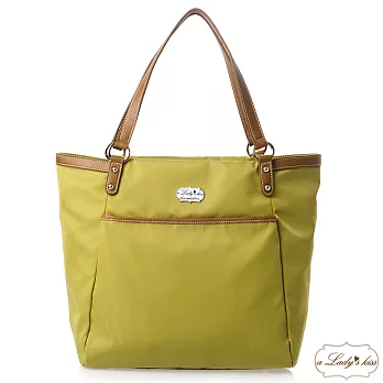 【a Lady ’s真皮】極簡日雜風口袋托特包(抹茶綠)