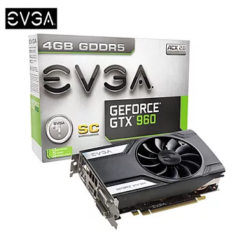 EVGA 艾維克 GTX960 4GB SC ACX 顯示卡 (04G-P4-1962-KR)