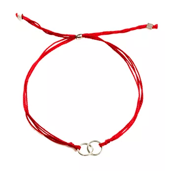 Dogeared Friendship 圓滿如意雙環結心心相印 銀墜紅色繩 手鍊腳鍊2用