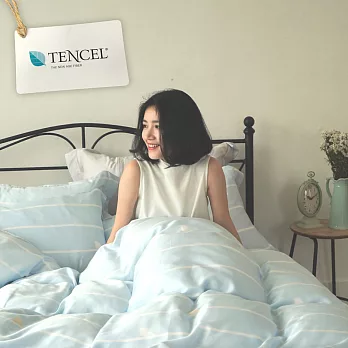 PRIMARIO 【一抹清新】台灣製 100%奧地利天絲 雙人兩用被套床包四件組