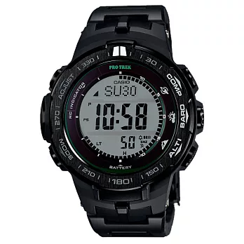 CASIO PRO TREK系列野戰阿古斯時尚登山腕錶-黑