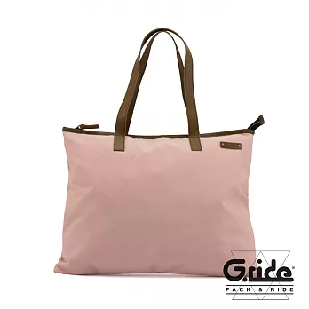 【G.RIDE】法國輕巧皮革拼接單肩托特包-粉色