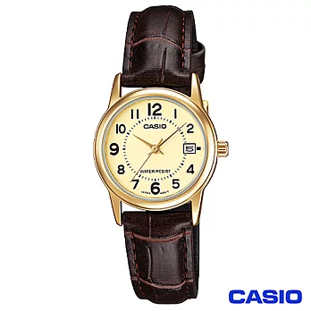 CASIO卡西歐 時尚金系女仕皮帶腕錶 LTP-V002GL-9B