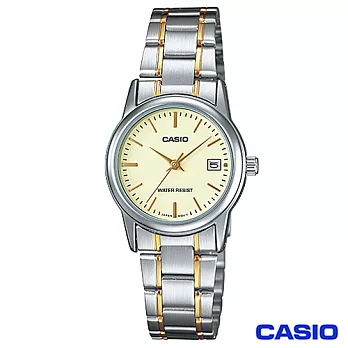 CASIO卡西歐 女仕金系商務時尚鋼帶腕錶 LTP-V002SG-9A