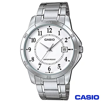 CASIO卡西歐 男仕成熟時尚鋼帶腕錶-白 MTP-V004D-7B