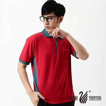 【遊遍天下】MIT台灣製男款抗UV涼爽吸濕排汗機能POLO衫(SV037)M紅色