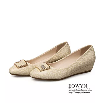 EOWYN．百搭新款圓頭淺口坡跟娃娃包鞋EMD04365-77/3色/34-39碼現貨+預購34米色
