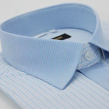 【金安德森】藍色格紋變化領門襟窄版短袖襯衫15藍色