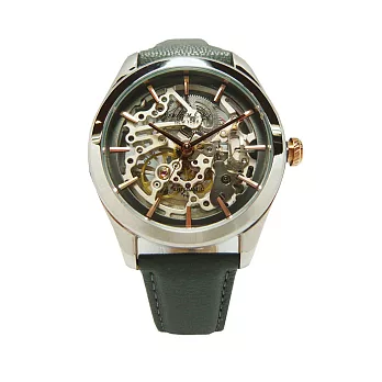 Kenneth Cole 就是愛玩客時尚鏤空皮革機械腕錶-灰-KC10025926