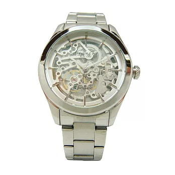 Kenneth Cole 就是愛玩客時尚鏤空機械腕錶-銀-KC10025560