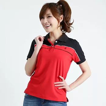 【遊遍天下】MIT台灣製女款休閒抗UV吸濕排汗機能POLO衫(SV068A)L紅/黑