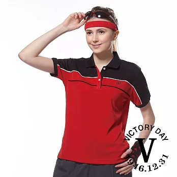 【VICTORY DAY】MIT女款抗UV休閒吸濕排汗機能POLO衫(V068)L紅/黑
