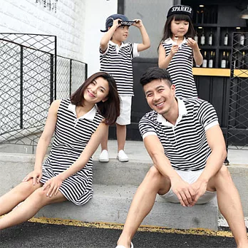 OK條紋襯衫領棉質上衣親子裝(媽咪)S黑白條紋