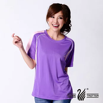【遊遍天下】MIT台灣製中性款抗UV吸濕排汗圓領衫(S079)L紫色