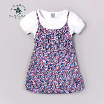 【S.B. POLO】碎花假兩件上衣(藍)150藍