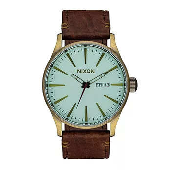 【NIXON】精品潮流設計指針錶 Sentry Leather_A105復古金