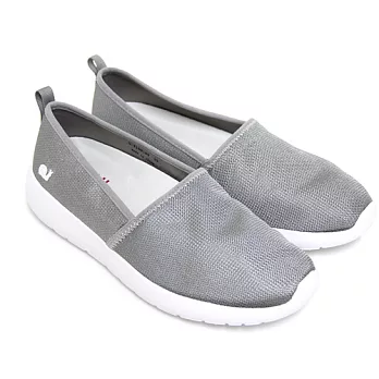 SNAIL蝸牛 簡約潮流極簡素面金屬光澤套入式輕量休閒平底健走鞋37灰色