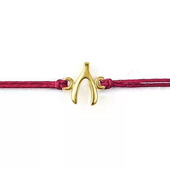 Dogeared 許願骨 Wishbone 金墜 桃紅棉線手鍊 附原廠盒