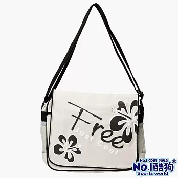 【Cool dogs】酷狗輕型休閒側背包-米白花(7800-97)