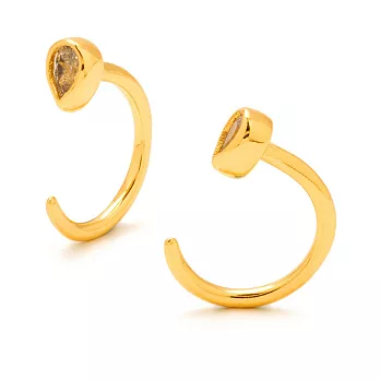 GORJANA Kelsi 梨形鑽 水滴鑲鑽 金色耳環 C型貼合耳垂式設計
