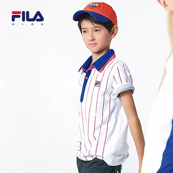 【FILA】直條紋Polo衫(白)145白