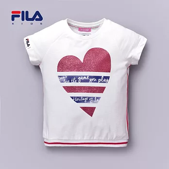 【FILA】閃亮愛心上衣( 090-120 cm)(白)90白