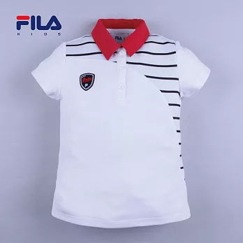 【FILA】炫彩亮眼條紋吸濕排汗上衣(白)135白