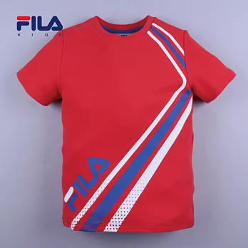 【FILA】雙色線條涼感圓領T(橘紅)135橘紅