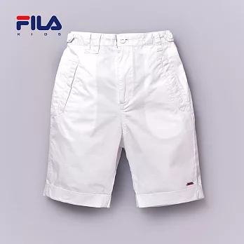 【FILA】時尚素面平織短褲(白)145白