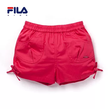 【FILA】休閒時尚平織短褲( 090-120 cm)(紅)90紅