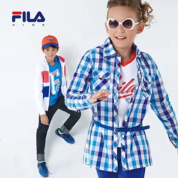 【FILA】FILA格紋平織洋裝(藍)145藍