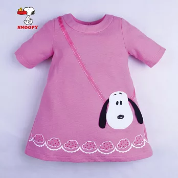 【SNOOPY】可愛大頭史努比針織洋裝(玫瑰)90玫瑰