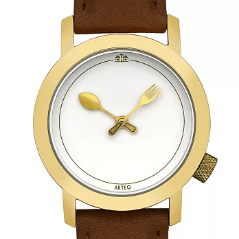 【AKTEO】法國設計腕錶 廚師系列金色小錶面 (34mm) 新