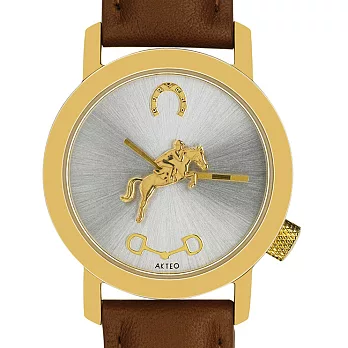 【AKTEO】法國設計腕錶馬術系列金色 (34mm) 新