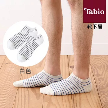 日本靴下屋Tabio 男款條紋運動襪 / 隱形襪白色