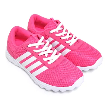 【Pretty】女款舒活綁帶運動休閒鞋23.5粉紅色