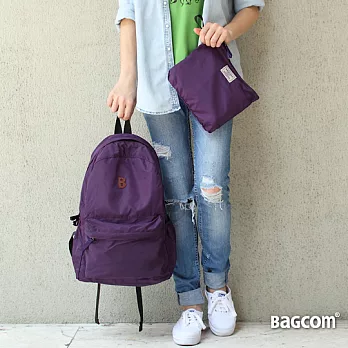 Bagcom Masaki 柔感素色收納後背包-紫色