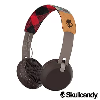 美國Skullcandy 骷髏糖 Grind 藍牙大耳罩式耳機-紅格+麂皮色(公司貨)